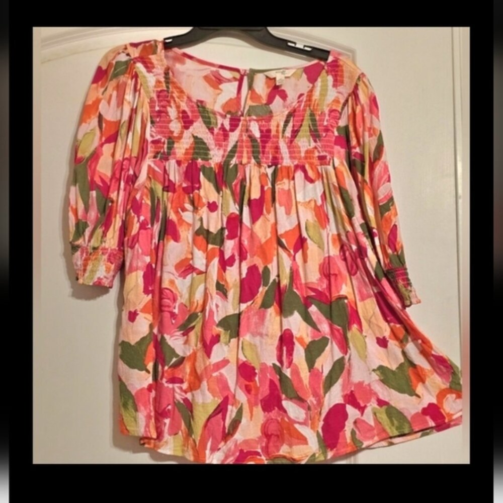 Terra & Sky Floral Women's Top - Pink, Green, Orange